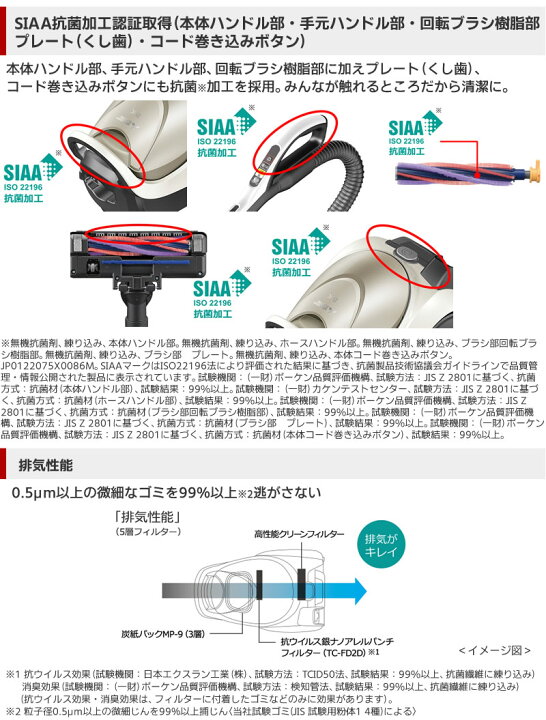 楽天市場】三菱電機 掃除機 Be-K（ビケイ） TC-FD2E-N 紙パック式 日本 