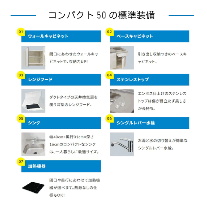 楽天市場】ミニキッチン コンパクト50(扉カラー:マット) 間口 楽天市場】ミニキッチン コンパクト50(扉カラー:マット) 間口