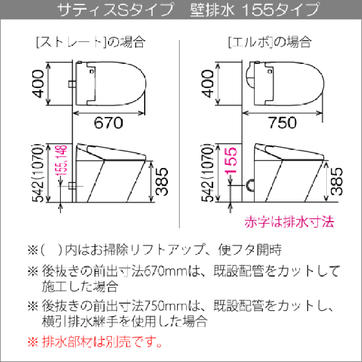 楽天市場】サティスSタイプ 床上排水(壁排水) 155タイプ SM6 楽天市場】サティスSタイプ 床上排水(壁排水) 155タイプ SM6