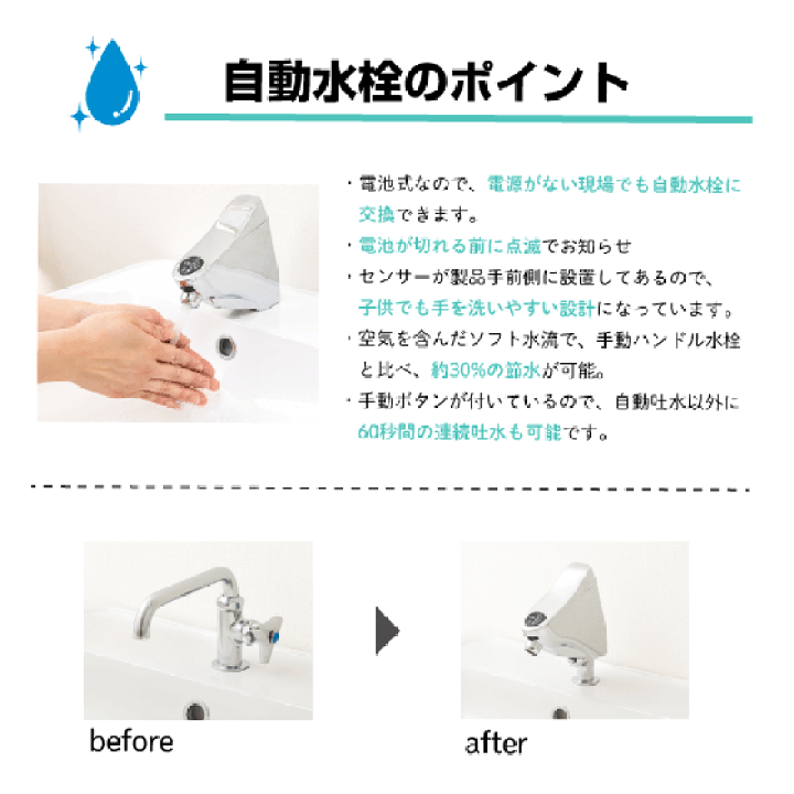 楽天市場】自動水栓 センサー水栓 立水栓用(吐水口高さ:85ミリ 楽天市場】自動水栓 センサー水栓 立水栓用(吐水口高さ:85ミリ
