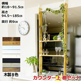 【最大1000円OFFクーポン!枚数限定】カウンター上 突っ張り棚 DIY ラブリコ キッチンカウンター 収納 つっぱり 木製 スパイスラック 突っ張り ラック 壁面収納 賃貸住宅 つっぱり壁面収納 平安伸銅工業 じゅうたす 住＋（LABRICO カウンター 上 棚セットM）★大型便★-SS