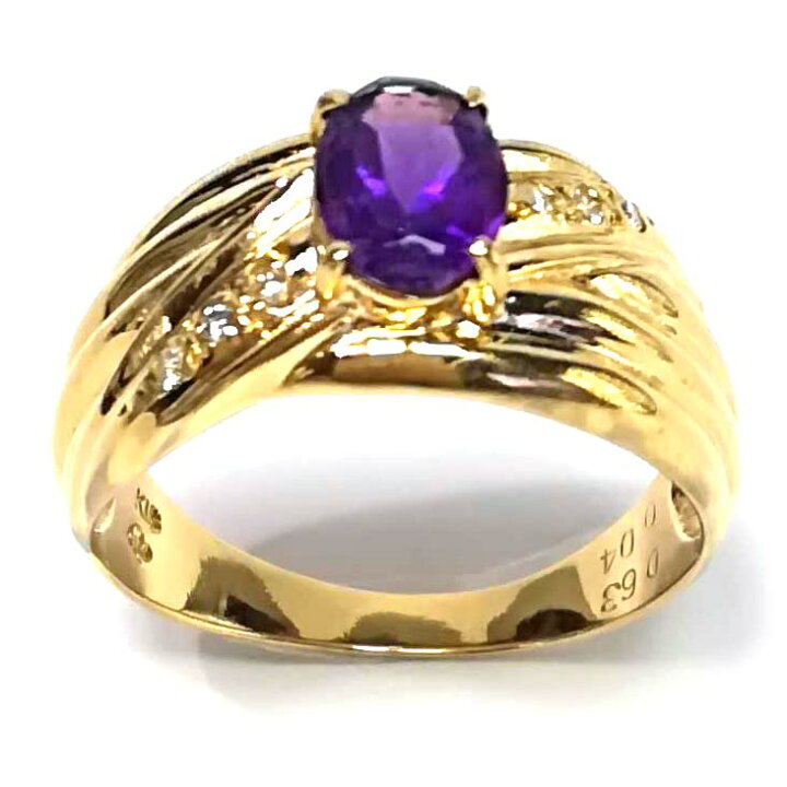 楽天市場】【中古】K18/アメジスト・ダイヤ付リング 0.63ct/0.04ct 10 