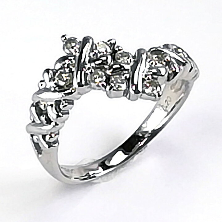 楽天市場】【中古】Pt900 プラチナ 8Pダイヤモンド0.2ct リング 10号 