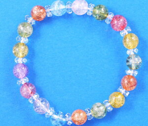 【無料ラッピング 残暑見舞 お中元 お誕生日 内祝い ギフト お返し】爆裂水晶ミックス8ミリ白水晶平20面カット交互入り【天然石】【パワーストーン】【水晶,数珠】【パール,ブレスレ