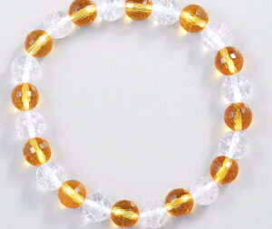 【無料ラッピング  敬老の日 お誕生日 内祝い ギフト  お返し】爆裂水晶ミックス8ミリ 合成シトリンミラーカット交互入り【天然石】【パワーストーン】【水晶,数珠】【ブレスレッ