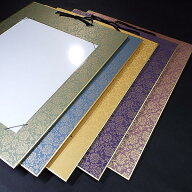 展示用品 大色紙掛け どんす柄 全5色｜書道 書道用品 色紙額 作品保護カバー付き 緞子 おしゃれ 壁掛け …