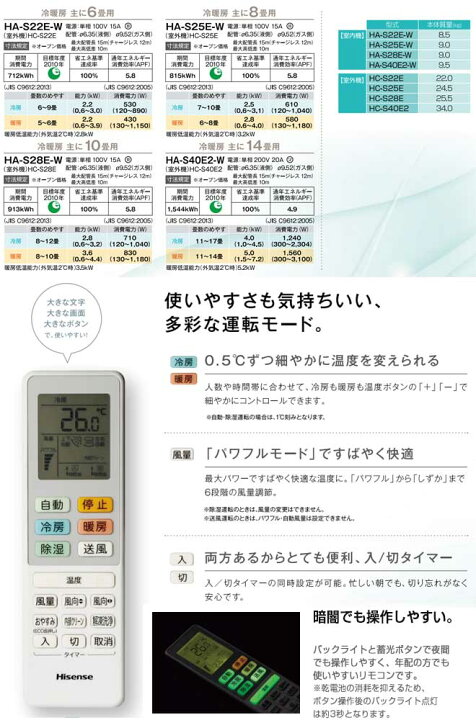楽天市場】[HA-S40E2-W] Sシリーズ ハイセンス ルームエアコン 冷房 