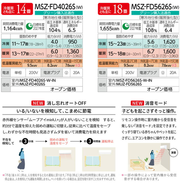 楽天市場】[MSZ-FD5626S-W] FDシリーズ ズバ暖 霧ヶ峰 三菱 ルーム 