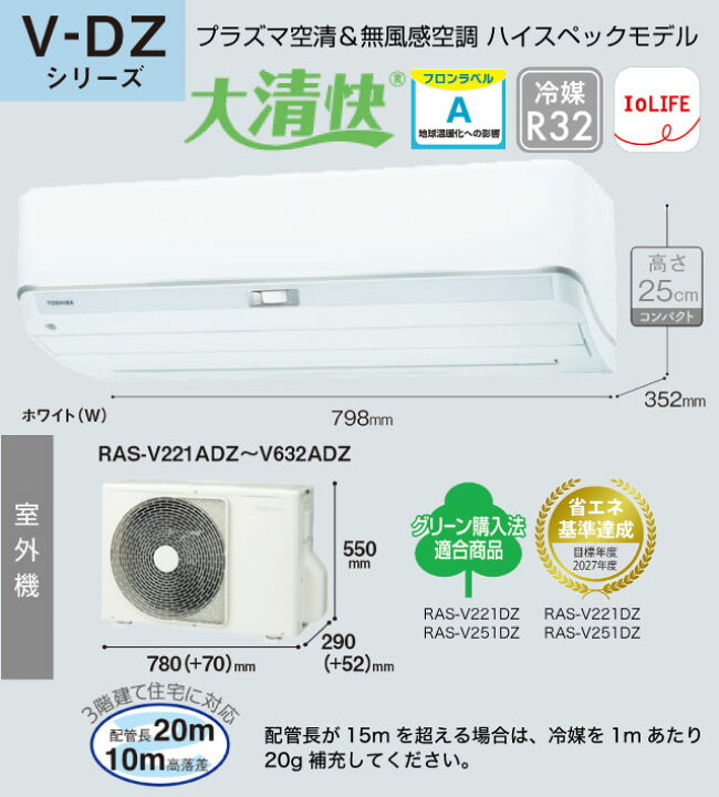 楽天市場】【工事費込セット（商品＋基本工事）】 [RAS-V562DZ-W] 大清 
