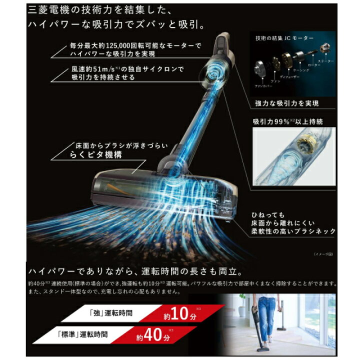 楽天市場】[HC-JD2C-N] iNSTICKシリーズ ZUBAQ 三菱 掃除機 サイクロン 