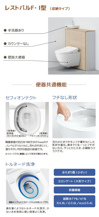 楽天市場】TOTO システムトイレ レストパルF 収納タイプ I型 床排水 