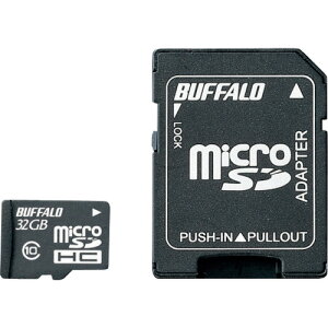 �y���[���֑Ή��z�o�b�t�@���[�iBUFFALO�j�@Class10�@microSDHC�J�[�h�@SD�ϊ��A�_�v�^�[�t�@32GB�@�y�i�ԁFRMSD-32GC10AB�z