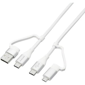�y���[���֑Ή��z�G���R���iELECOM�j�@4in1�@USB�P�[�u���@USB�|A�{USB�|C�@Micro�|B�{USB�|C�@USB�@PD�Ή��@1m�@�z���C�g�@�y�i�ԁFMPA-AMBCC10WH�z