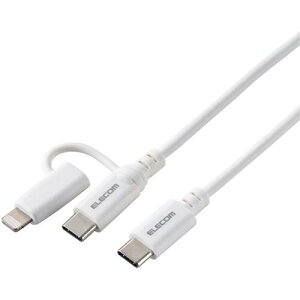 �y���[���֑Ή��z�G���R���iELECOM�j�@2in1�@USB�P�[�u���@Type�|C�{Lightning�@USB�@PD�Ή��@1�D0m�@�z���C�g�@�y�i�ԁFMPA-CCLAD10WH�z