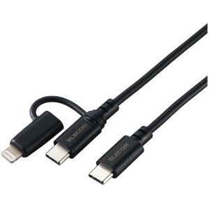 �y���[���֑Ή��z�G���R���iELECOM�j�@2in1�@USB�P�[�u���@Type�|C�{Lightning�@USB�@PD�Ή��@1�D5m�@�u���b�N�@�y�i�ԁFMPA-CCLAD15BK�z