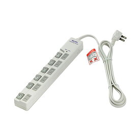 朝日電器（ELPA）　耐雷サージ LEDランプ スイッチ付タップ（上差し） 6個口　ホワイト　【品番：WLS-LU620MB（W）】