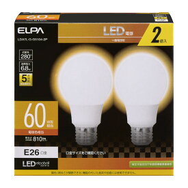 朝日電器（ELPA）　LED電球 2個セット 電球形 A形 広配光 E26 60W形 電球色　【品番：LDA7L-G-G5104-2P】