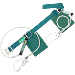 藤井電工 TSUYORON 胴ベルト型墜落制止用器具(ロープタイプ) ランヤード2丁掛け仕様 青緑 Lサイズ 幅50MM×1400MM 【品番:TB2SAF593SAF5931BGLJANBX】