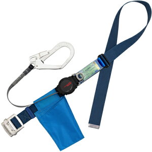 藤井電工 TSUYORON 胴ベルト型墜落制止用器具(巻取タイプ)ロック機構付き ワン・ハンドリトライト 紺 LLサイズ 幅50MM×長さ1600MM 130KG対応型 【品番:TB-ORL-593-BL2-LL(130KG)-BP】