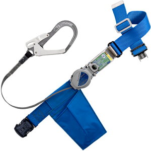 藤井電工 TSUYORON 胴ベルト型墜落制止用器具(巻取タイプ)ロック機構付き 2WAYリトライト 青 Sサイズ 幅50MM×長さ1100MM ワンタッチバックル仕様 【品番:TB-TRL-OT593-BL4-S-JAN-BX】