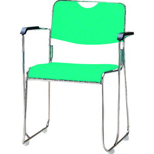 【別途送料あり】藤沢工業 TOKIO ミーティングチェア ステンレス脚肘付 クリアグリーン 【品番:FSC-25SA CGN】
