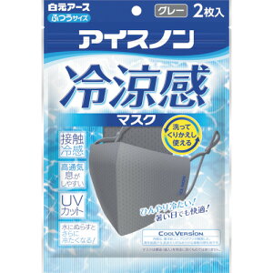 【メール便対応】白元アース アイスノン 冷涼感マスク グレー 2枚入 【品番:02479-0】