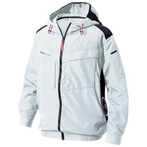 村上被服 快適ウェア サイドファン長袖フードジャケット 8L シルバーグレー 【品番:V8812-8L-39】