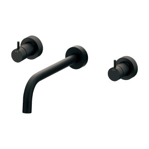 カクダイ VARUNA 壁付2ハンドル混合栓 マットブラック 【品番:125-004-D】