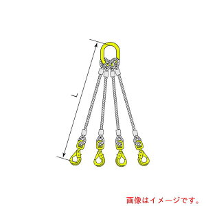 コンドーテック マーテック金物付JISロック止ワイヤ 4点吊 BKL スイベルフック φ9×5M MFA−86・BKL−6 【品番:05224MAKL095】□