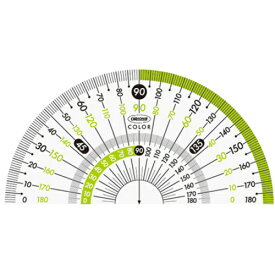 【メール便対応】共栄プラスチック　カラー分度器　9cm　グリーン　【品番：CPK-90-G】