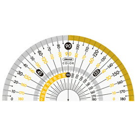 【メール便対応】共栄プラスチック　カラー分度器　9cm　イエロー　【品番：CPK-90-Y】