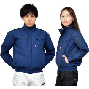 岡潮 空調長袖ブルゾン(ウェアのみ)日本製生地使用 20121 ネイビー×ブラックS 【品番:20121-S】