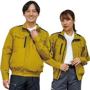 岡潮 空調長袖ブルゾン(ウェアのみ)日本製生地使用 20124 ゴールド×ブラックLL 【品番:20124-LL】