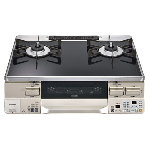 リンナイ LAKUCIE ガステーブル(ブラック・シャンパン) ココットプレート付属なし 標準幅約59cmタイプ 都市ガス 右強火力 【品番:RTS65AWK1RA-CR/13A】