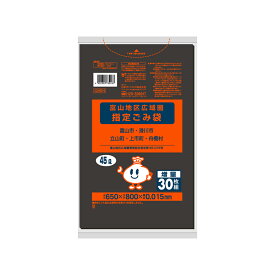 日本サニパック（sanipak）　富山地区 ごみ袋 45L 黒半透明 30枚 0.015mm　【品番：GB5H】