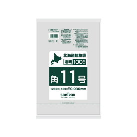 日本サニパック（sanipak）　北海道 規格袋 紐付LL透明 角11号 100P 0.030mm　【品番：LS41】
