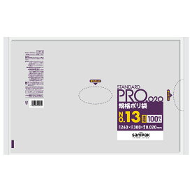 日本サニパック（sanipak）　STANDARD PRO 規格ポリ袋 13号 透明 100枚 0.02mm　【品番：LT13】