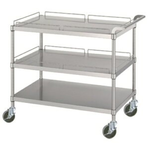 シンコー(SINKO) ステンレスワゴン(SUS430・ガード付)天地3段タイプガード:2段分φ100ウレタン車600×450×800 【品番:M21-6045-U100】