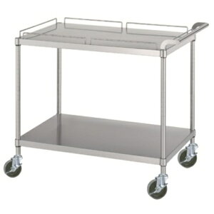 シンコー(SINKO) ステンレスワゴン 天地2段タイプ(SUS304・ガード付) ガード:天板のみ φ100ウレタン車 600×450×800 【品番:MN11-6045-U100】