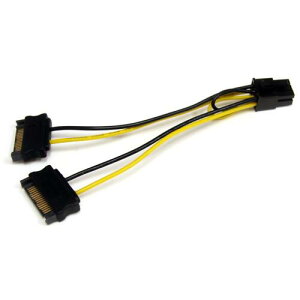 �y���[���֑Ή��zStarTech.com�@SATA�d���P�[�u���^15�D2cm�^1x�@6�s��PCIe�d���@�|�@2x�@15�s��SATA�^PCIe�ϊ��A�_�v�^�[�P�[�u���@�y�i�ԁFSATPCIEXADAP�z