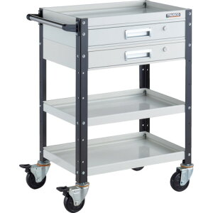 【別途送料あり】トラスコ中山(TRUSCO) TRUSCO ツールワゴン バーディワゴン 600X400 引出2段付 ホワイト/ブラック 【品番:BDW-963V2-WBK】