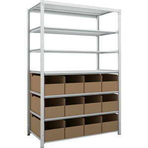 【別途送料あり】トラスコ中山(TRUSCO) TRUSCO スチールラック K1型抗菌塗装高密度収納棚 H1900XW1250XD625 7段 ビン12個付 【品番:K1-6467A12】