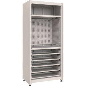 【別途送料あり】トラスコ中山(TRUSCO) TRUSCO M3中量棚 背板・側板付 W900XD595XH2100 中棚2段スライド棚5段 パンチングパネル付 【品番:M3U7364IPP3SL35SG】