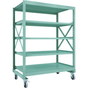 【別途送料あり】トラスコ中山(TRUSCO) TRUSCO R3型ボルト式中量棚W1500XD900XH2000 5段 Φ150 ウレタンキャスター付 【品番:R3-6595-U150】