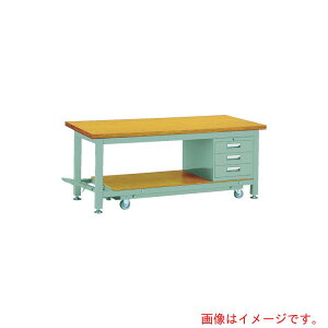 【別途送料あり】トラスコ中山(TRUSCO) TRUSCO 重荷重作業台移動式(3000kg)TWC型 1800X900XH740 3段引出付 グリーン色 【品番:STWC-1809D3】