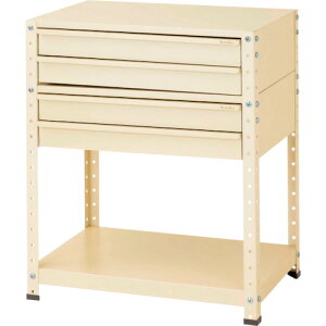 【別途送料あり】山金工業 ヤマテック スペシャルワゴン W750×D500固定式 キャビネット浅型2段×2個 ヤマテックアイボリー 【品番:W7-S2-IV】