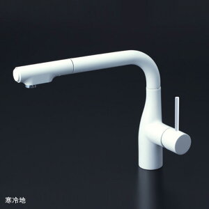 【KM6101ZECC4HS】KVK キッチン用 シングルレバー式シャワー付混合栓 グロスホワイト(撥水) 寒冷地用