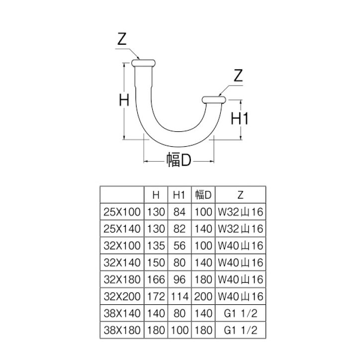 幅広U管 SANEI H70-670-32X140 通販 SANEI 洗面用 幅広U管 パイプ径25mm用 H70-670-25X140
