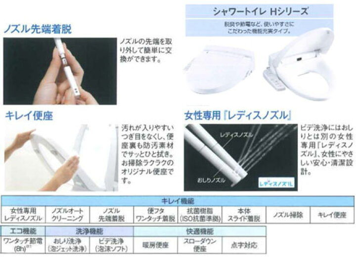 楽天市場】LIXIL 洗浄便座 シャワートイレ Hシリーズ H42 貯湯式 共用 
