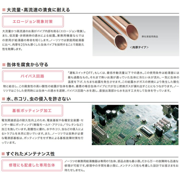 楽天市場】ノーリツ ガス給湯器 業務用 台所リモコン付属 屋内壁掛型 